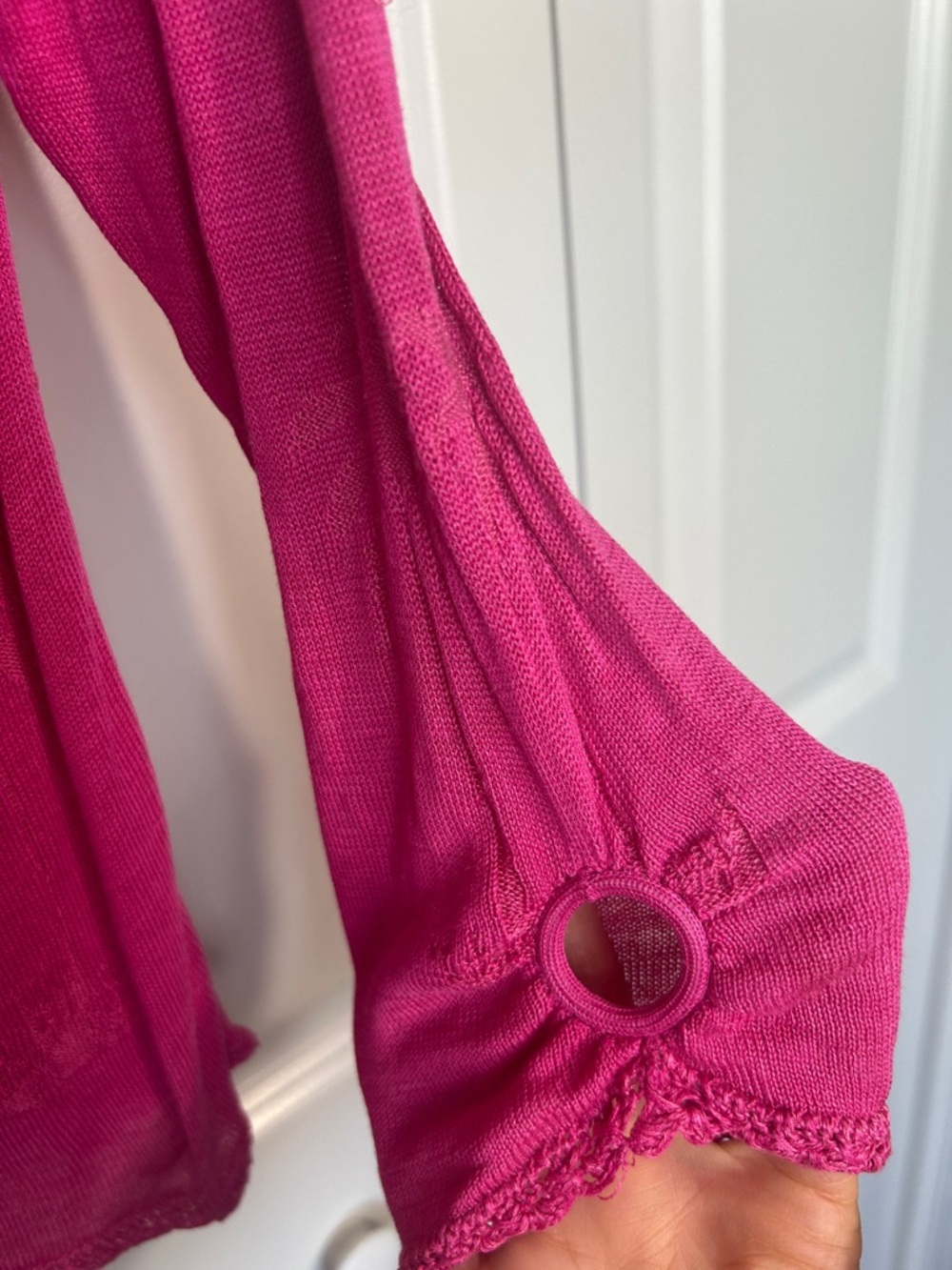 Tommy Bahama Hot Pink Palm Jacquard Button-Front Cardigan - Picture 5 of 6